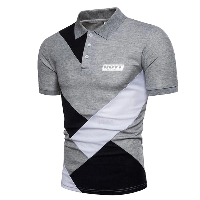 2023 Men New Hoyt Archery Spring and Summer Stitching Polo Fashionable High Quality Comfortable Casual T Shirt Tops