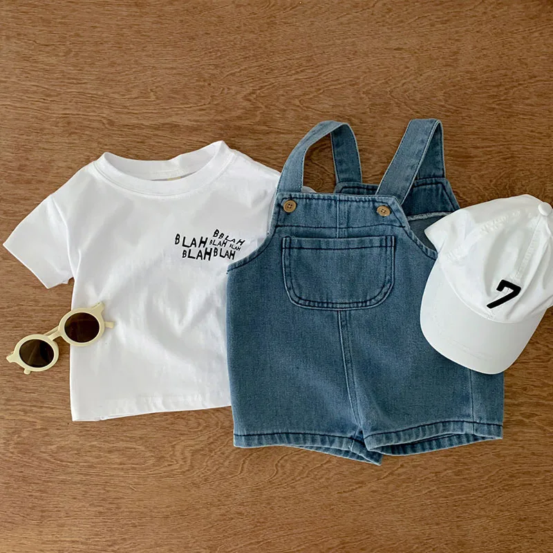 Summer Baby Clothing Set T Shirt and Denim Shorts