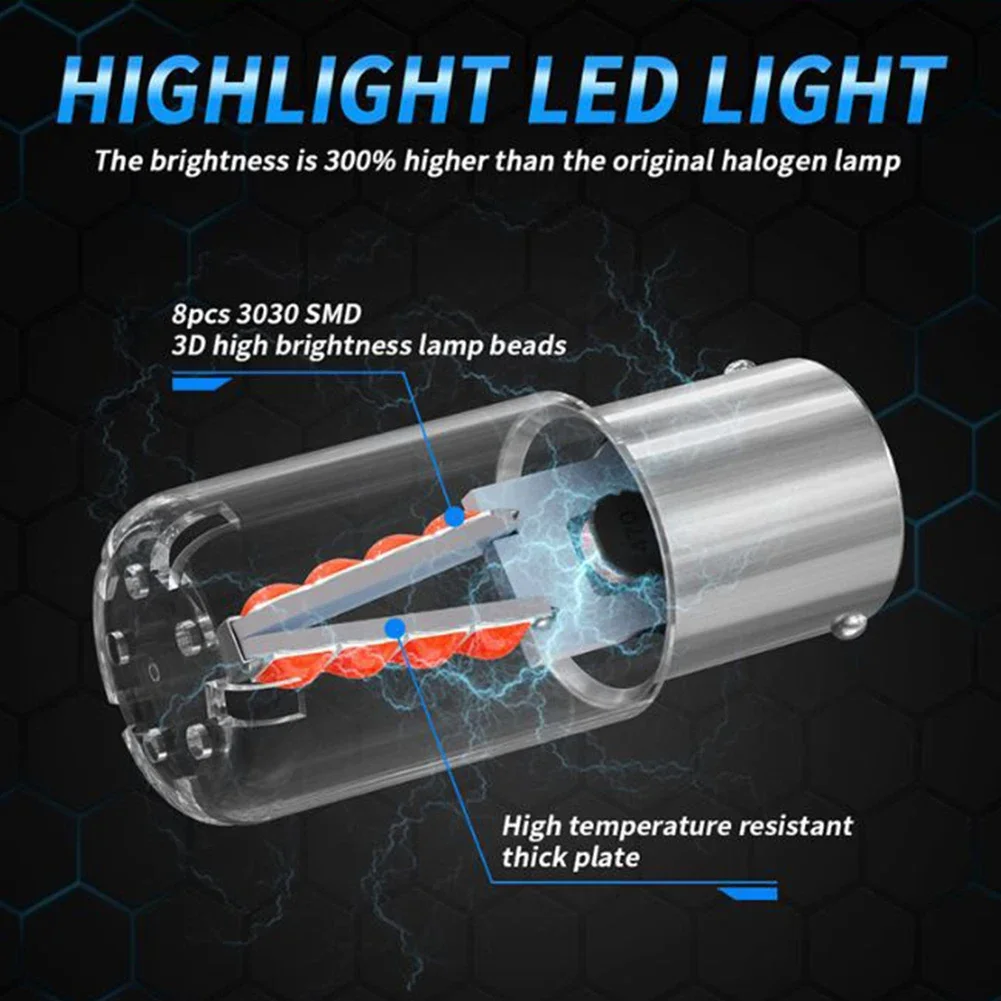 Universal 12V White LED Car Turn Signal and Brake Light - 6000K CANBUS with 3030 SMD Technology