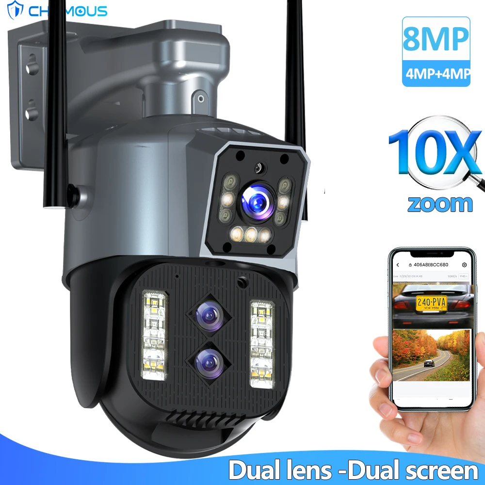 4K 8MP IP Kamera ， Dış Mekan Kamerası, Binoküler Güvenlik WiFi Kamera ...