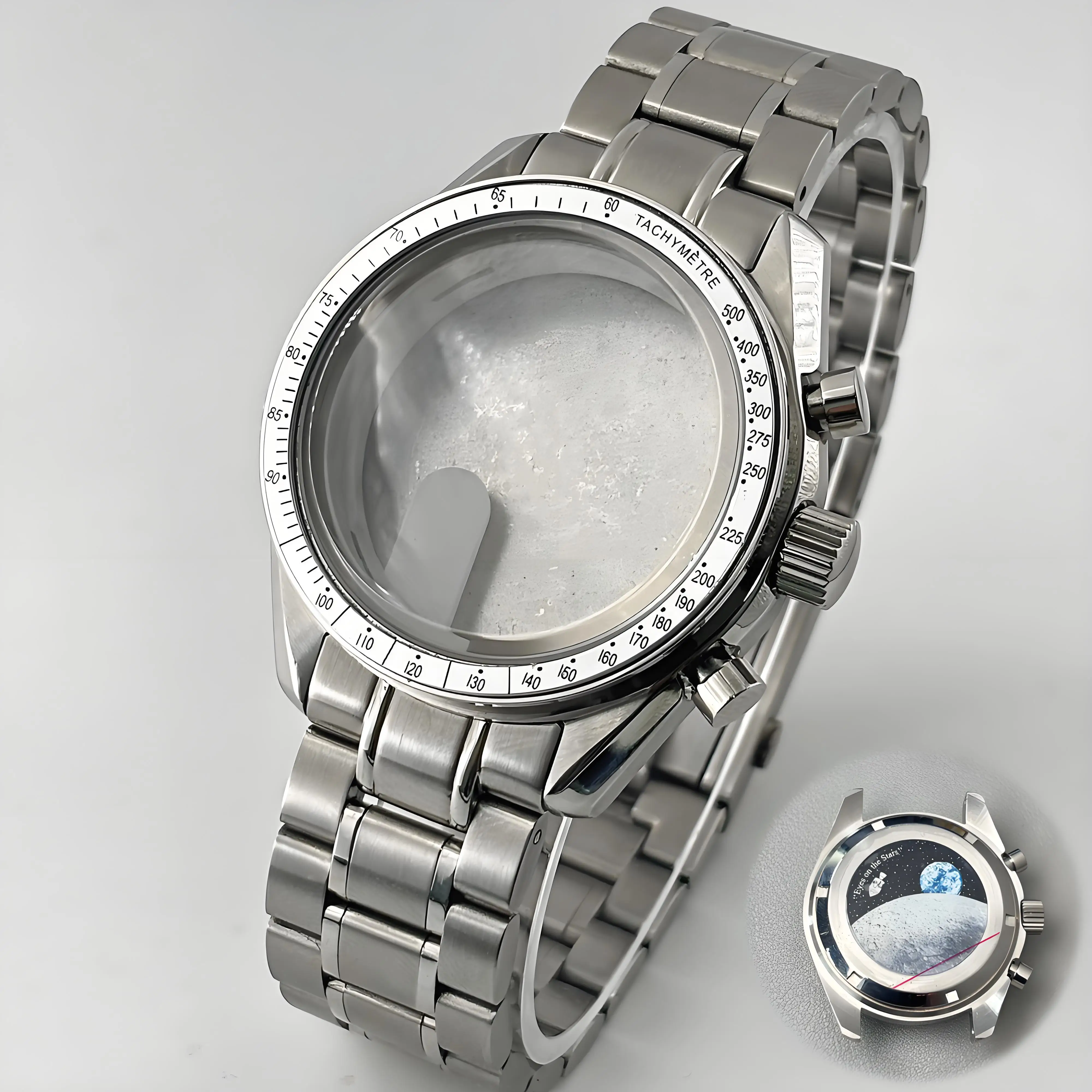 Moon Metal Chronograph Case with Sealed Back and Bezel - Elegant Business Watch