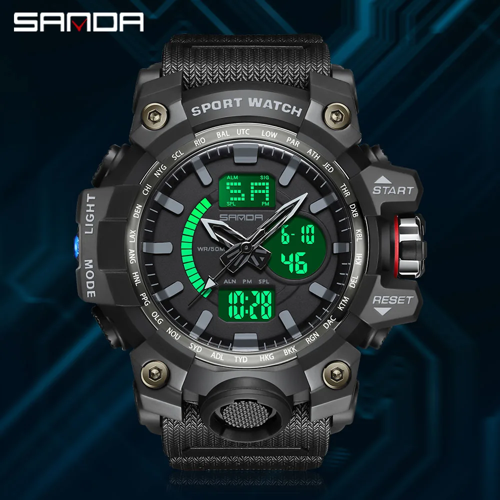SANDA Luxury Brand 2023 New Men's Watches 50M Waterproof Sports Military Quartz Watch For Male Wristwatch Relogio Masculino 3132