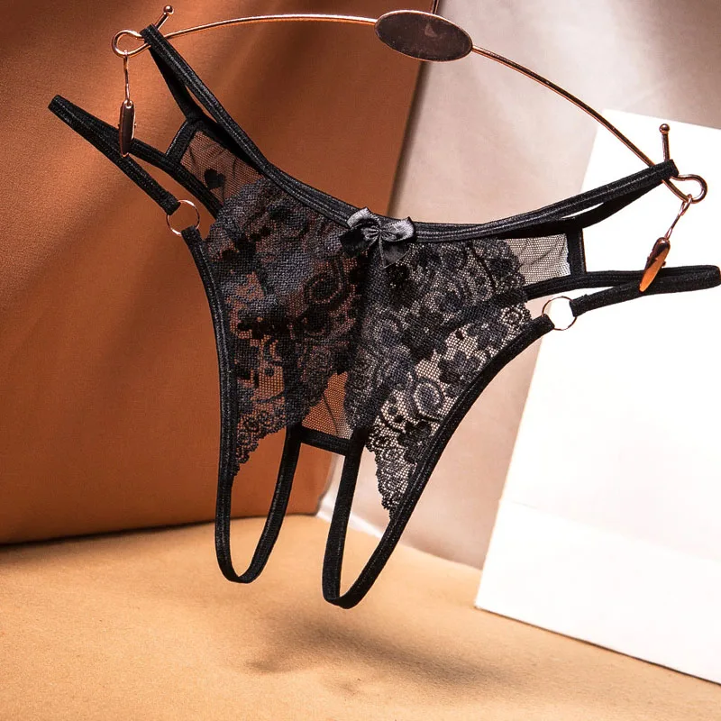 Mutandine Trasparenti Sexy Pizzo Donna Lingerie Cavallo Apertura Perizoma Perizoma Carino Fiocco Intimo Femminile Tentazione Pantys
