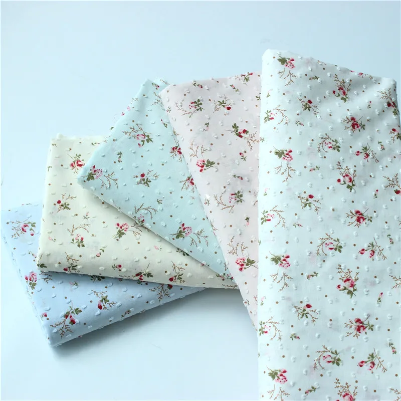 작은 꽃무늬 장미 코튼 폴카 도트 원단 150x50cm 어린이 의류 여성 블라우스 스커트 DIY 컷 셔츠 홈 데코