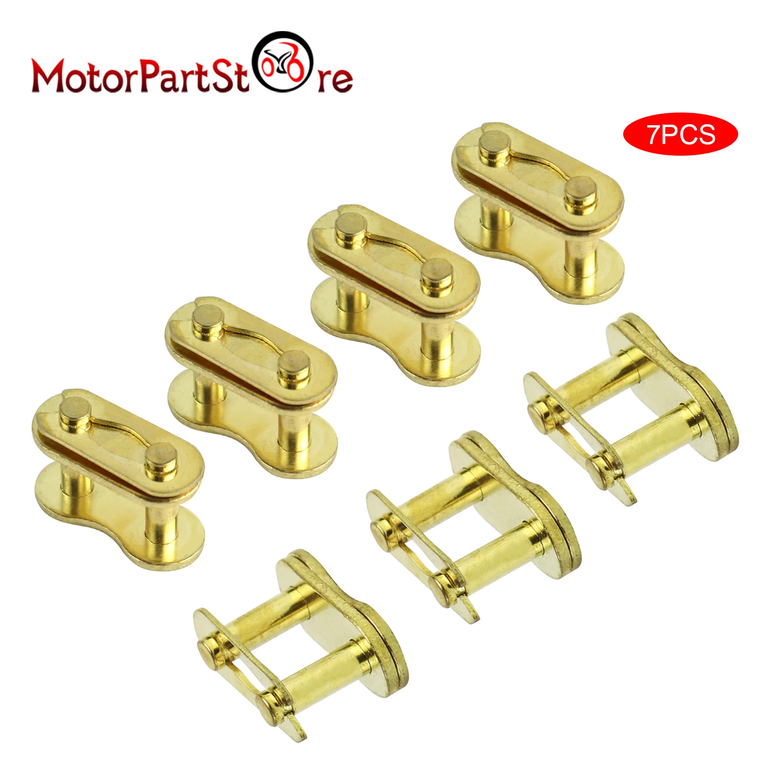 7 Pezzi 420 Catena Master Link Gold Drive Chain Link Per 50Cc 70Cc 90Cc 110Cc 125Cc Dirt Bike Quad Buggy Mini Bike Atv Scooter