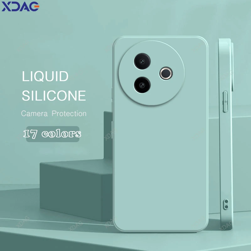 Soft Internal Flocking Liquid Silicone Phone Case with Camera Protection