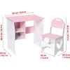 Kids Desk and Chair Set, Children Study Desk with Storage Shelf, Wooden School Study Table, Writing Table for Home School Use 4