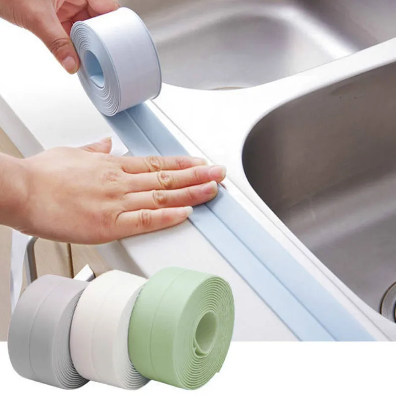 Cinta de calafateo, cinta de sellado autoadhesiva impermeable de PVC blanco  para cocina, bañera, baño, inodoro, fregadero, borde de esquina de pared