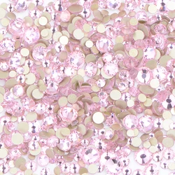 Vibrant Glass Rhinestone Appliques for Nail Art and Crafts - 1400pcs Mixed Sizes and AB Colors (Lt Pink)