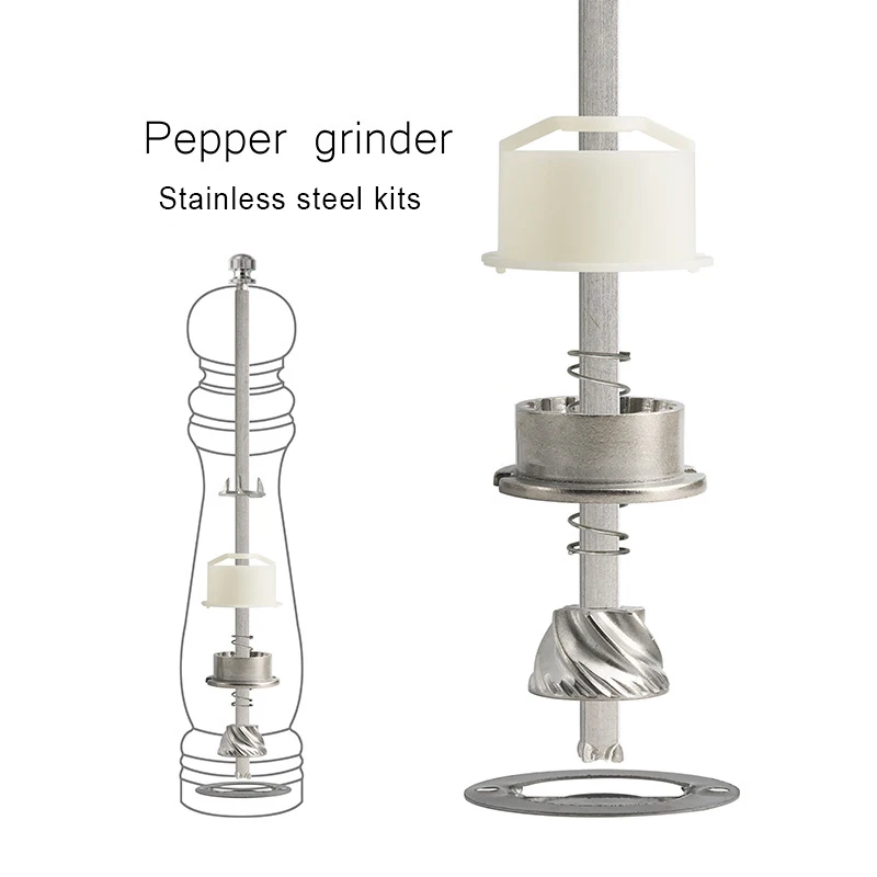 Salt and Pepper Grinder Pepper Grinder Manual Pepper Grinder Accessories Mill Parts Salt Mills Stainless Steel Core With Pole Kits With Self Tapping
