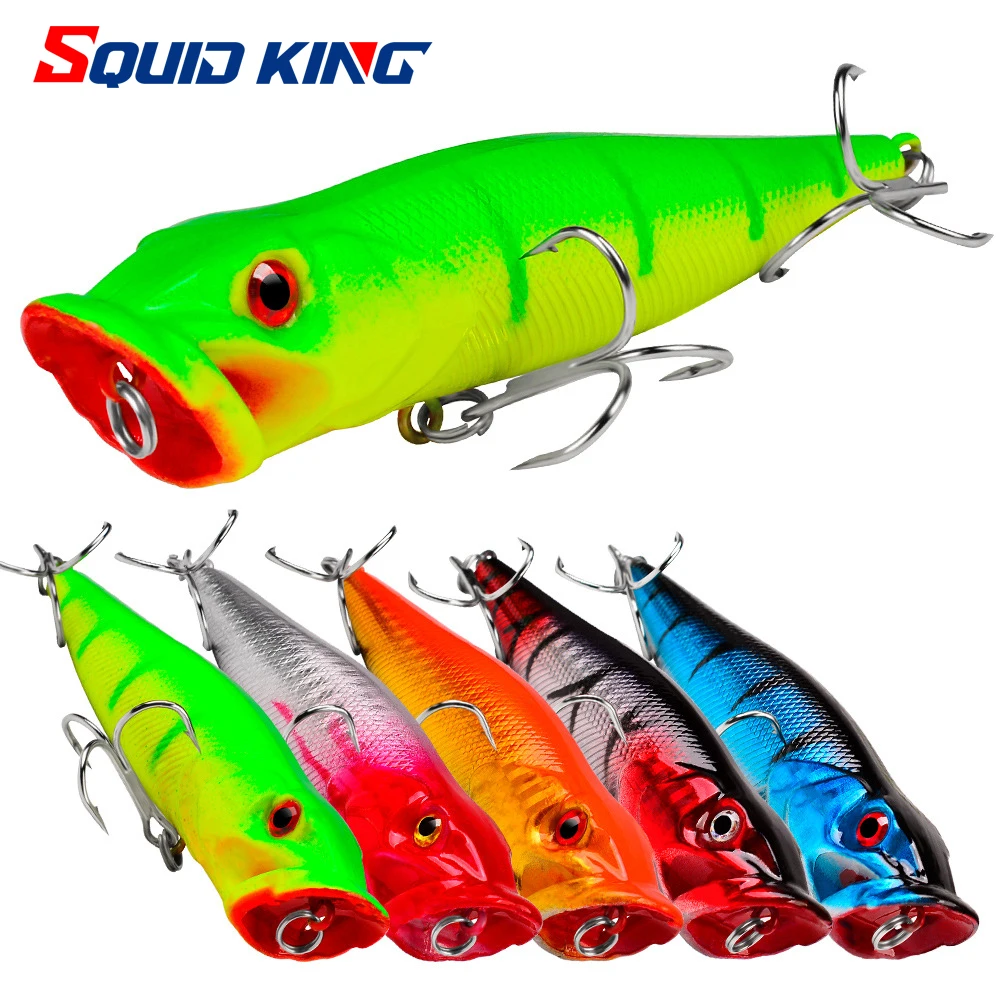 

1pcs Fishing Lures 9.5cm/12g Topwater Popper Bait 5 Color Hard Bait Artificial Wobblers Plastic Fishing Tackle With 8# Hooks