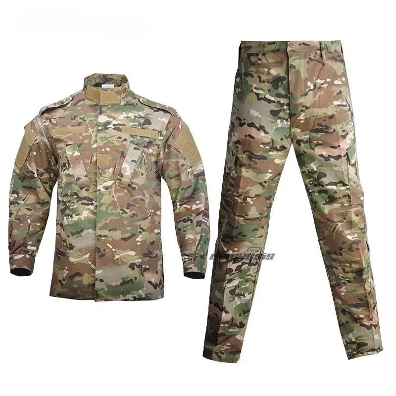 Tactical Camouflage Combat Uniform Set for Men - Shirt & Pants Suit for Airsoft and Hunting