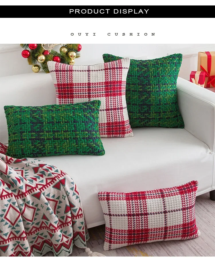 Christmas Pillows Red Checkered Pillows Red Green Christmas - Main Image
