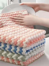  30x30cm 5/10PCS Kitchen Scouring Pad Towel Dishcloth Household Rags Gadget Microfiber Non-stick Oil Table Cleaning Cloth Wipe 