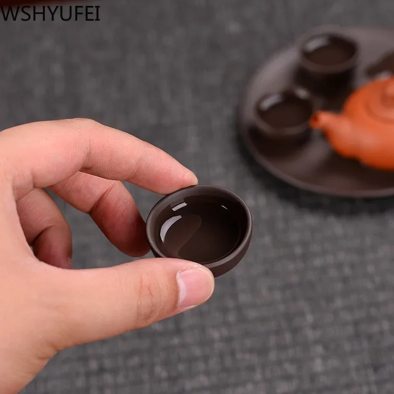 Tea Pet Ornaments 1 PCS Yixing Purple Clay Tea pet Ornament Mini Fingertip teacup Tea ceremony Accessories