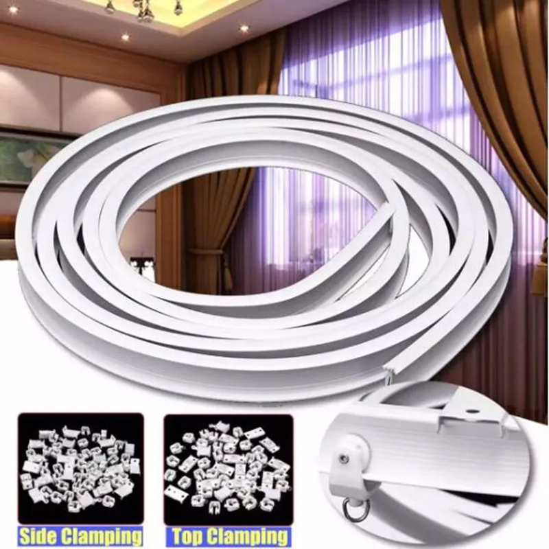 4m Curtain Track Rail Flexible Ceiling Mounted For Straight Slide Windows Balcony Plastic Bendable Home Window Decor Accessories