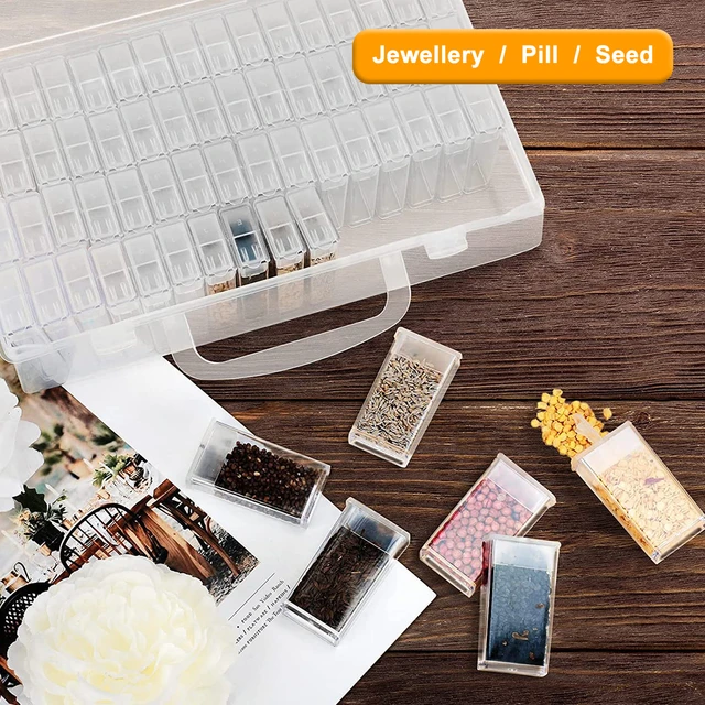 Plastic Seed Storage Box Reusable 64 Slots Seed Storage Organizer with  Label Stickers Multi-Purpose Diamond Embroidery Storage - AliExpress