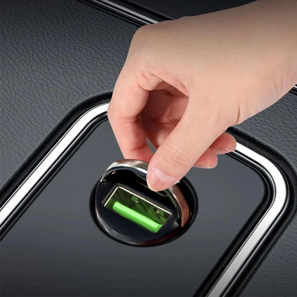 Compact USB/QC3.0 PD Fast Charging Car Charger Adapter 12-24V