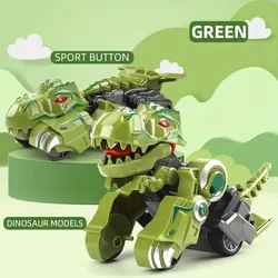Friction - Powered Transforming Dinosaur Car Toy for Kids (Green)