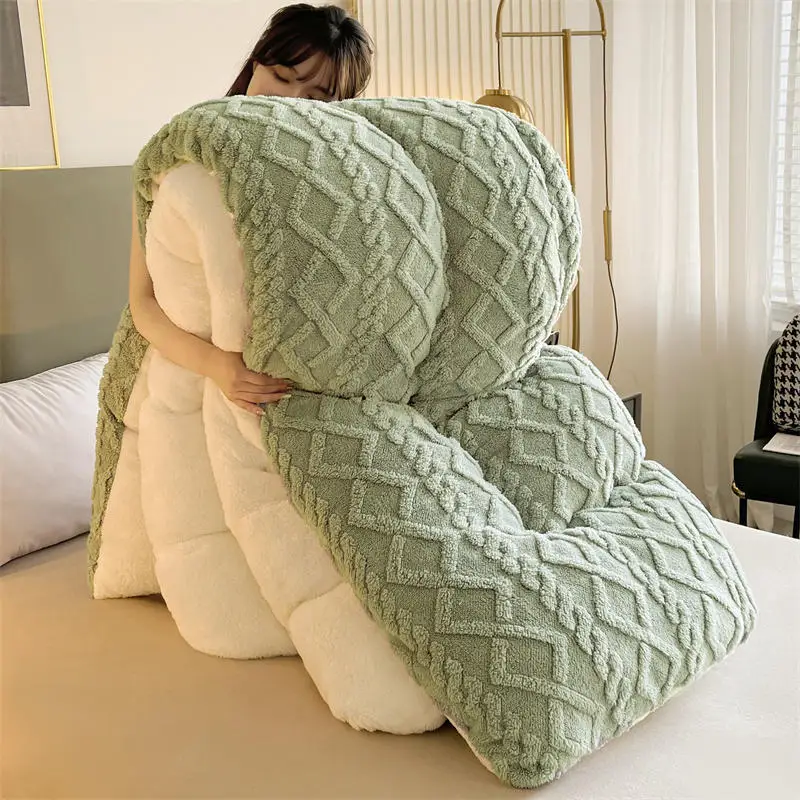 New Super Thick Winter Warm Blanket for Bed Artificial Lamb Cashmere  Weighted Blankets Soft Comfortable Warmth Quilt Comforter