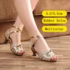 Modern Dance Shoes Women Ladies Sequin Glitter Open Toe Tango Shoes Ankle Strap Standard Waltz Ballroom Dancing Shoes 3.5/5.5cm 2