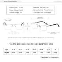 Men Reading Glasses Business Presbyopia Glasses Metal Frame Anti Blue Light Eyeglasses Unisex Clear Glasses 6
