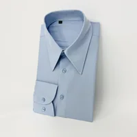2025 nouvelle haute qualité col étalé chemise pour hommes sans plis à manches longues coupe ajustée affaires décontracté Vintage tenue de bureau hommes chemises 5