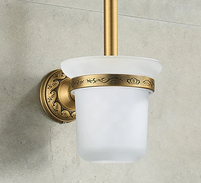 Brass Toilet Brush Bathroom Cleaning Brush with Glass Cup Bathroom Accessories Cleaning Utensils