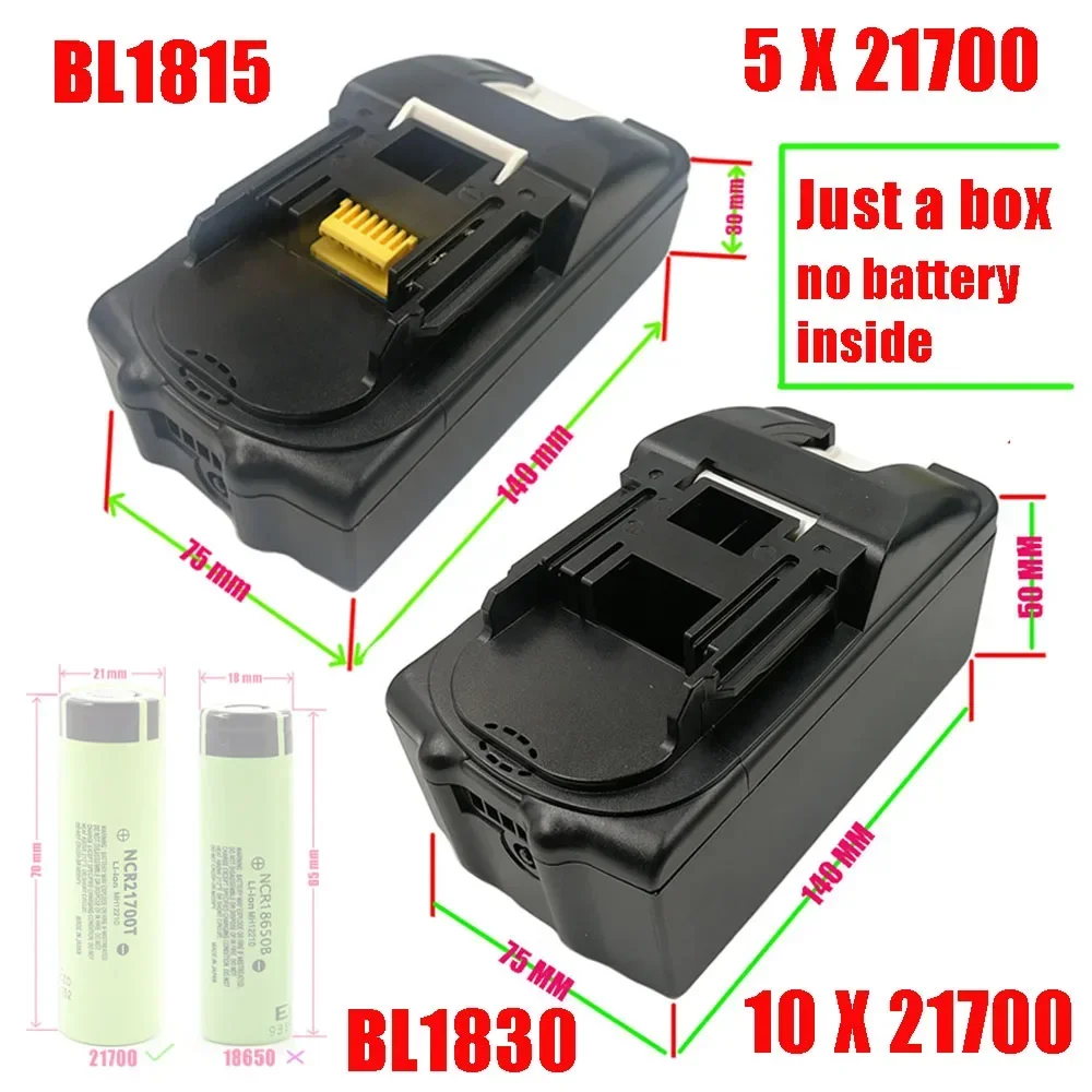 

BL1830 21700 Li-ion Battery Case PCB Charging Protection Circuit Board Shell Box BL1860 For MAKITA 18V 3.0Ah 9.0Ah Housings