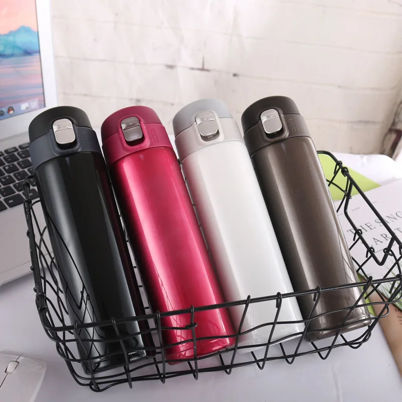 Stainless Steel Bouncing Cover Vacuum Flask Thermos Water Bottle