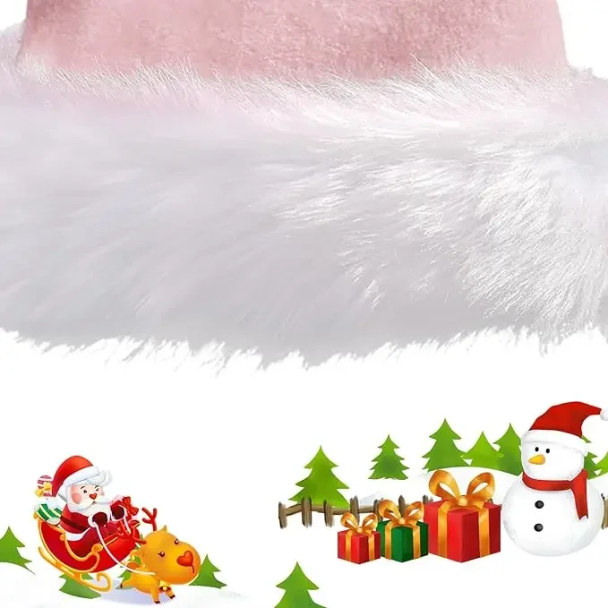 Chrismas Hat Adults Santa Hat for Men and Women Pink Green Blue Red Yellow Purple Gray White Black