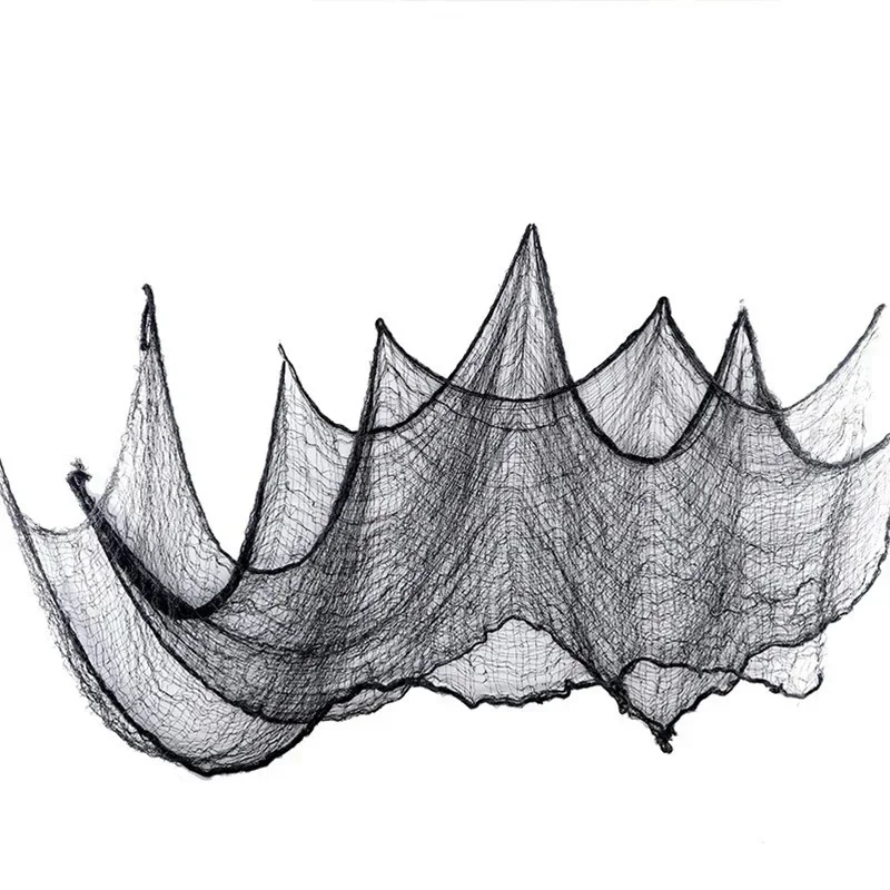 76x183cm Halloween Decorations Black Creepy Gauze Cloth Window Table Door Net Spooky Fancy Dress Party Haunted House Wall Decor 6