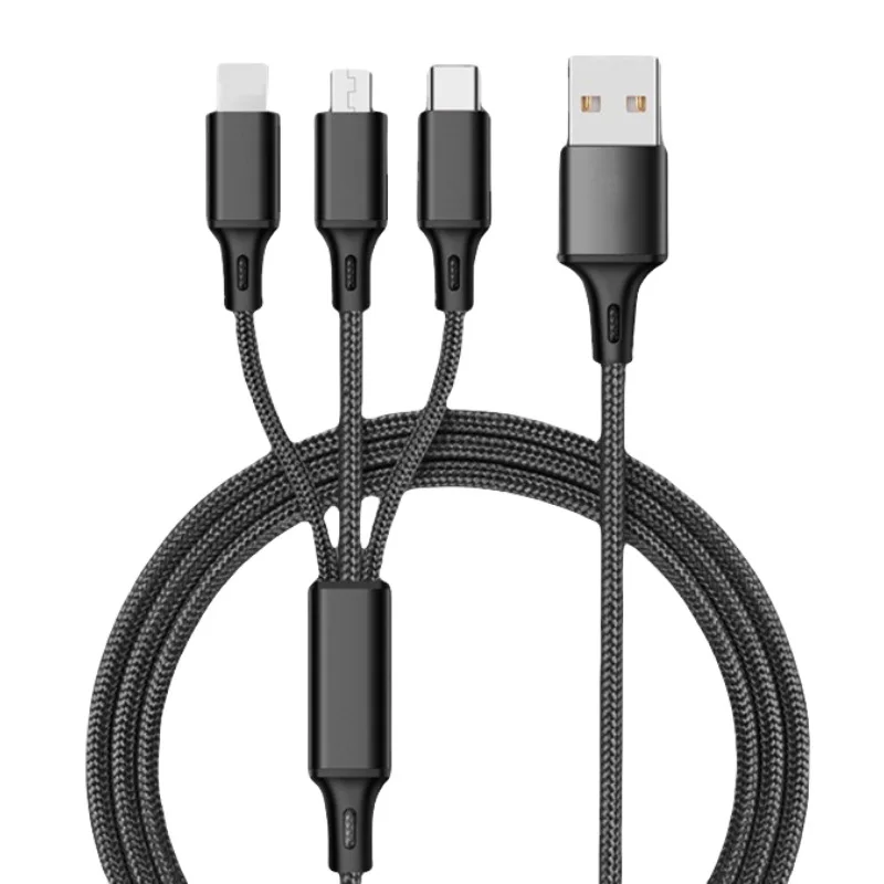 Data Cable One Drag Three Data Cable for Apple Android Typec 3-in-1 Fast Charge 1.2m Nylon Braid Convenient and Fast Data Transmission