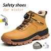 New Winter Brown Waterproof Safety Shoes Work Boots Men Indestructible Steel Toe cap Anti-smash Stab-resistant High-top