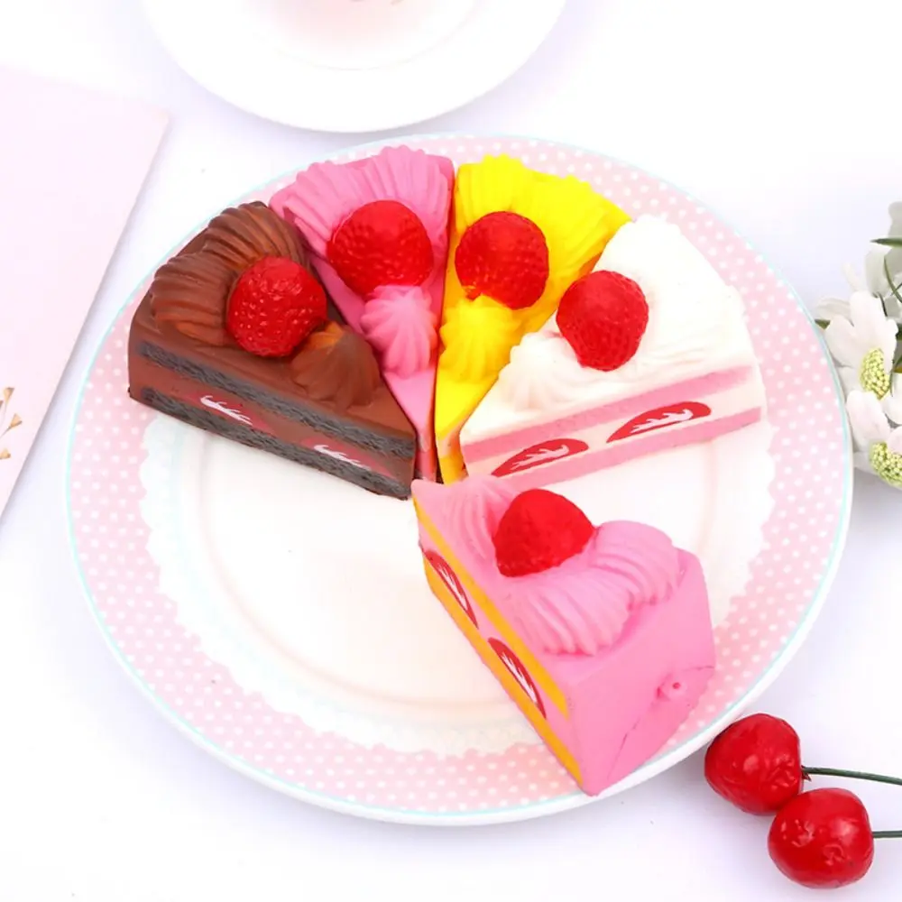 Creative Soft Cake Squeeze Toys Strawberry Bread Funny Toys Bread Slow Rebound Toy Food Triangle Squeeze Sensory Toys Gifts