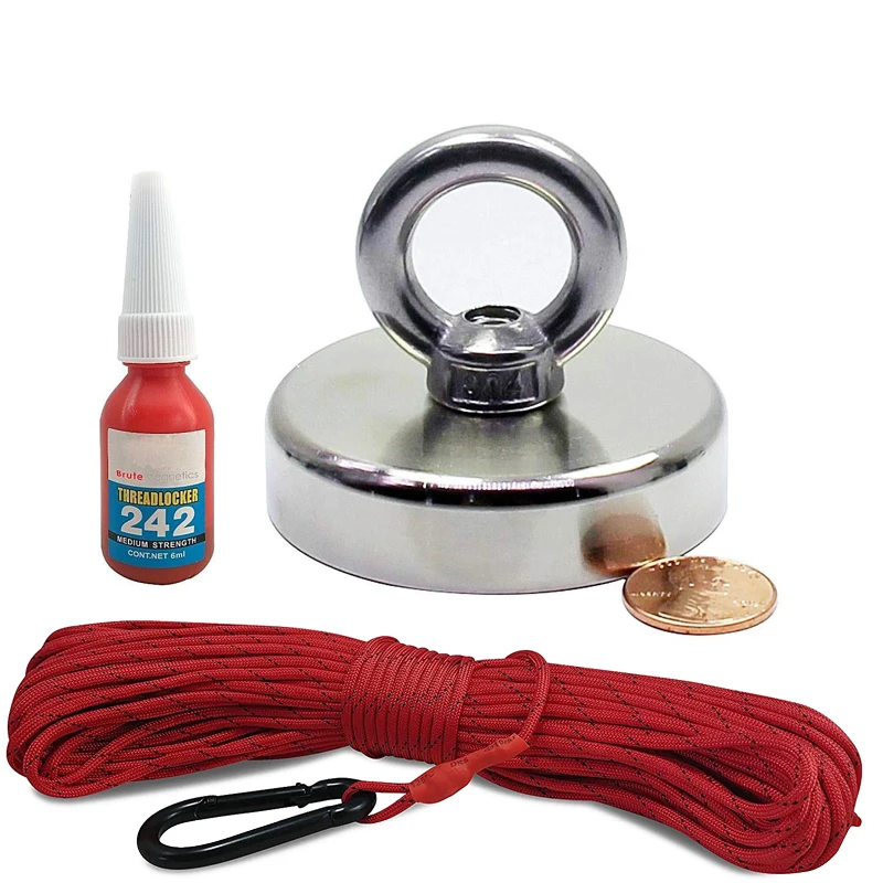 10M/20M/30M Salvage Rope Fishing Magnetic Rope Suitable Powerful Salvage Neodymium Fishing Magnet Insurance with Carabiner magnetic fishing rope