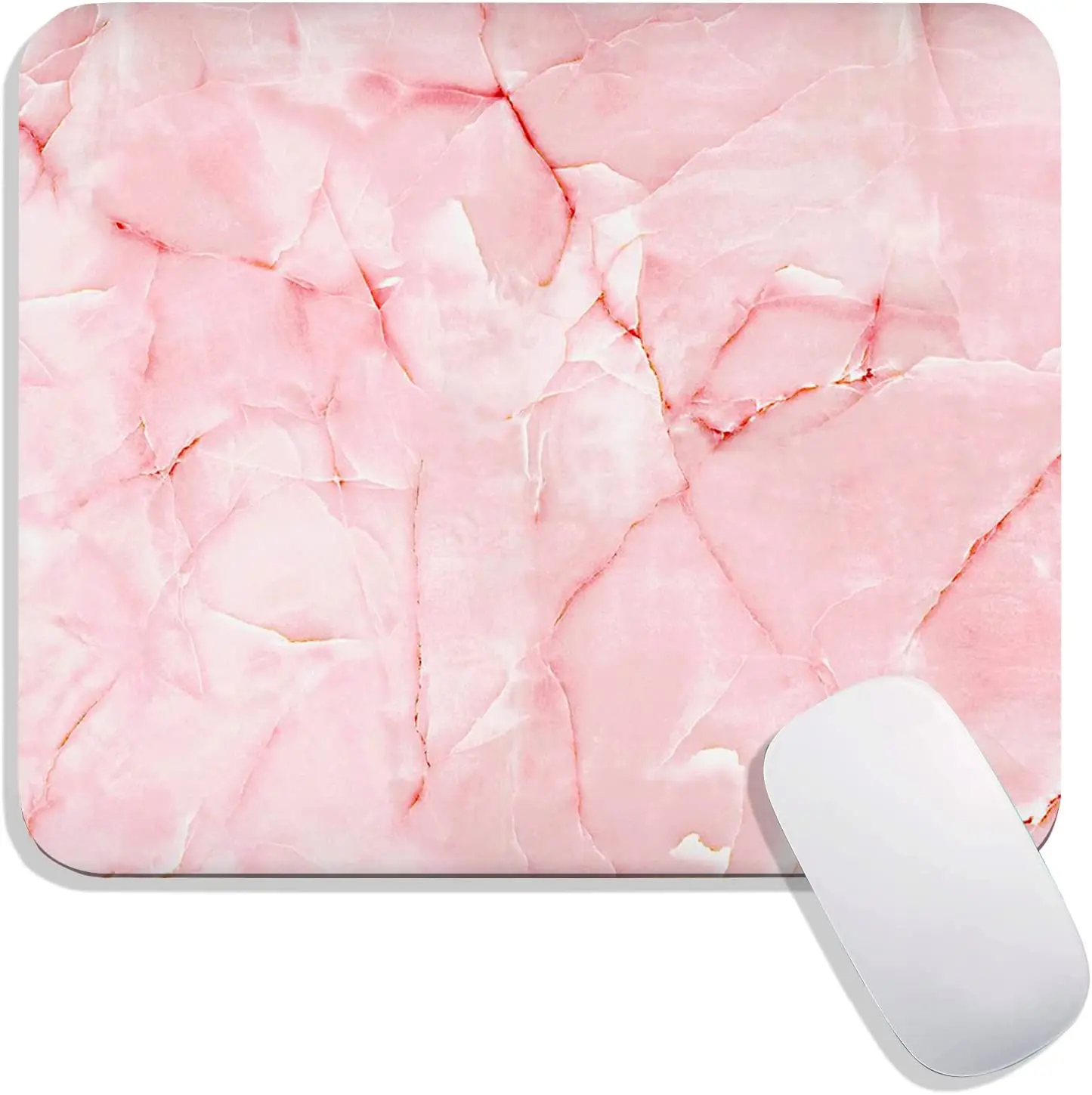 Light Pink Marble Mouse Pad Personalized Premium-Textured Mousepads Design Non-Slip Rubber Base Computer Mouse Pads 9.7x7.9 Inch