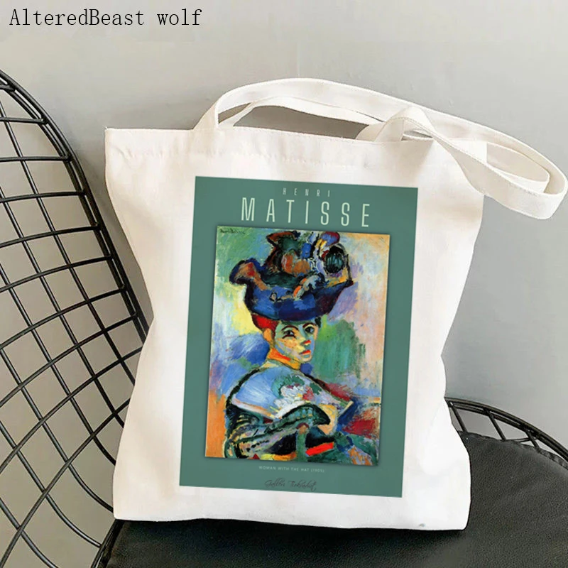 

Women Shopper bag Matisse Woman with the Hat Kawaii Bag Harajuku Shopping Canvas Shopper Bag girl handbag Tote Shoulder Lady Bag