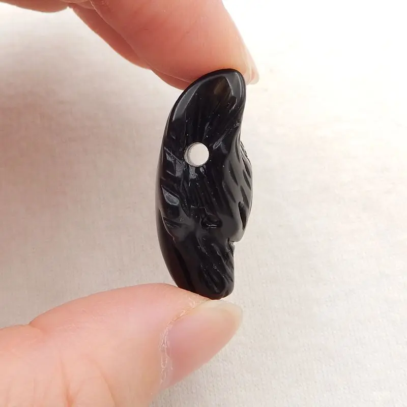 Natural Stone Obsidian Handmade Animal Wolf Head Fashion Pendant Bead 30x19x13mm 7g Fashion Jewelry Necklace Accessories