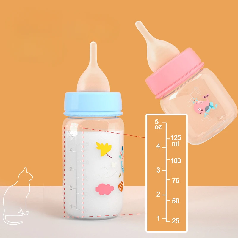 Puppy Kitten Feeding Bottle Feeder Set Cat Dog Bady Nursing Water Milk Feeder Newborn Cat Drink Home Travel 60ml 125ml