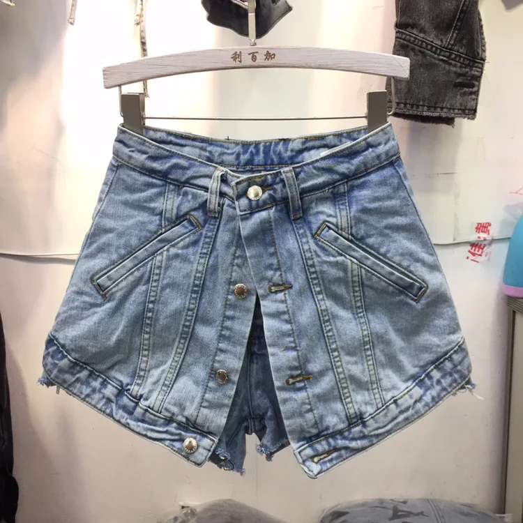 

Джинсовая юбка из двух частей с высокой талией, модные джинсовые юбки с широкими штанинами, милые джинсовые юбки с меховым краем для девушек, весна-лето