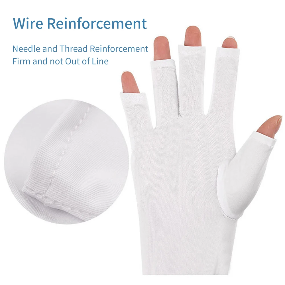 Guanti per nail art Protezione UV Accessori per manicure per unghie Strumenti Forniture Guanti per unghie bianchi neri per protezione luci lampada UV - immagine 4