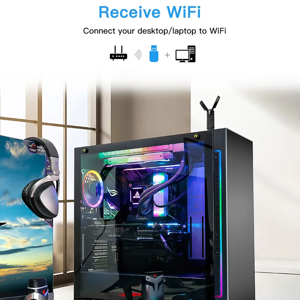 5400Mbps Wifi 6E Adapter 2.4G/5G/6Ghz Wi-Fi Dongle USB 3.0 900Mbps Network Card For Laptop Windows 10/11 Driver Free