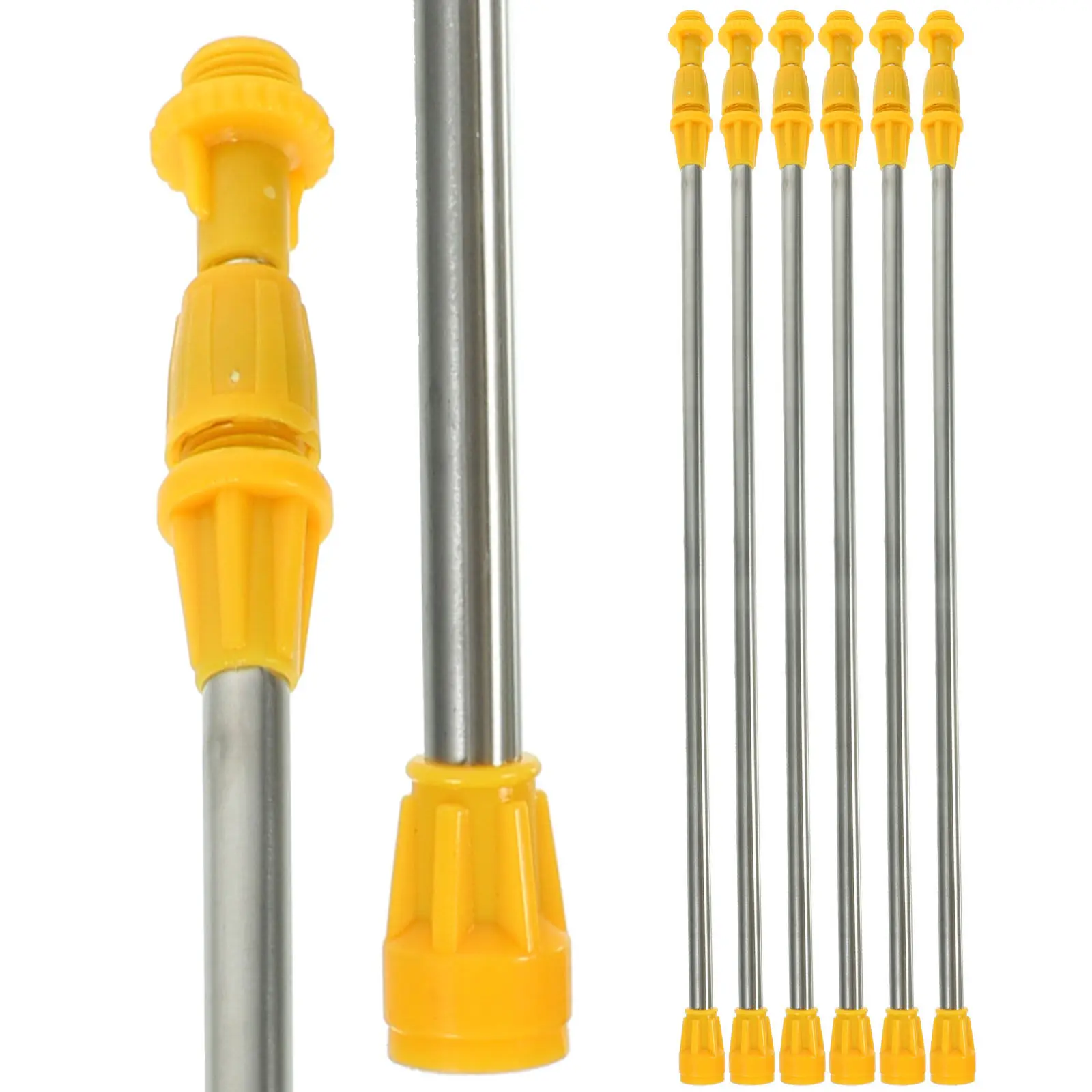 6Pcs Stainless Steel Sprayer Rod Extension Agricultural Garden Hose Wand Sprayer Replacement Telescopic Long Nozzle Wand