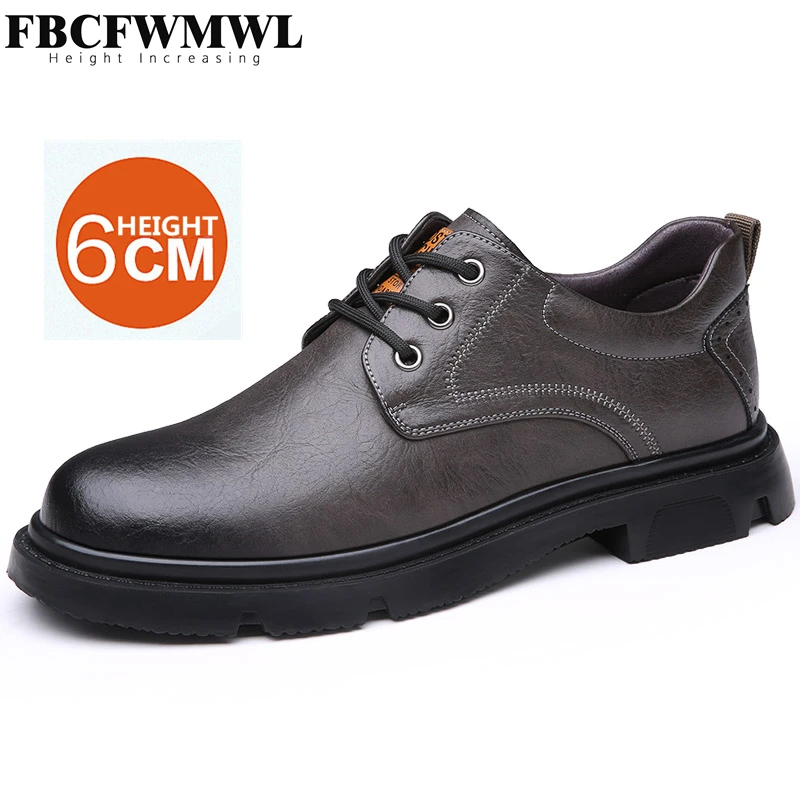 

Simple Low Martin Boots Brand Internal Increasing Tooling Work Shoes Soft Non-slip Height Lace-up Leather Business Casual Shoes