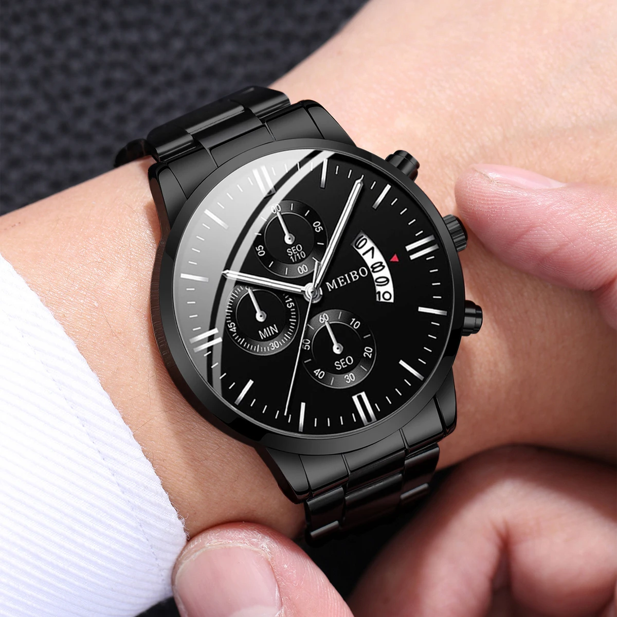 3pcs/set Men's Business Style Quartz Watch Set Fashion Casual Round Dial Calendar Watch (Box not included) Gift for men