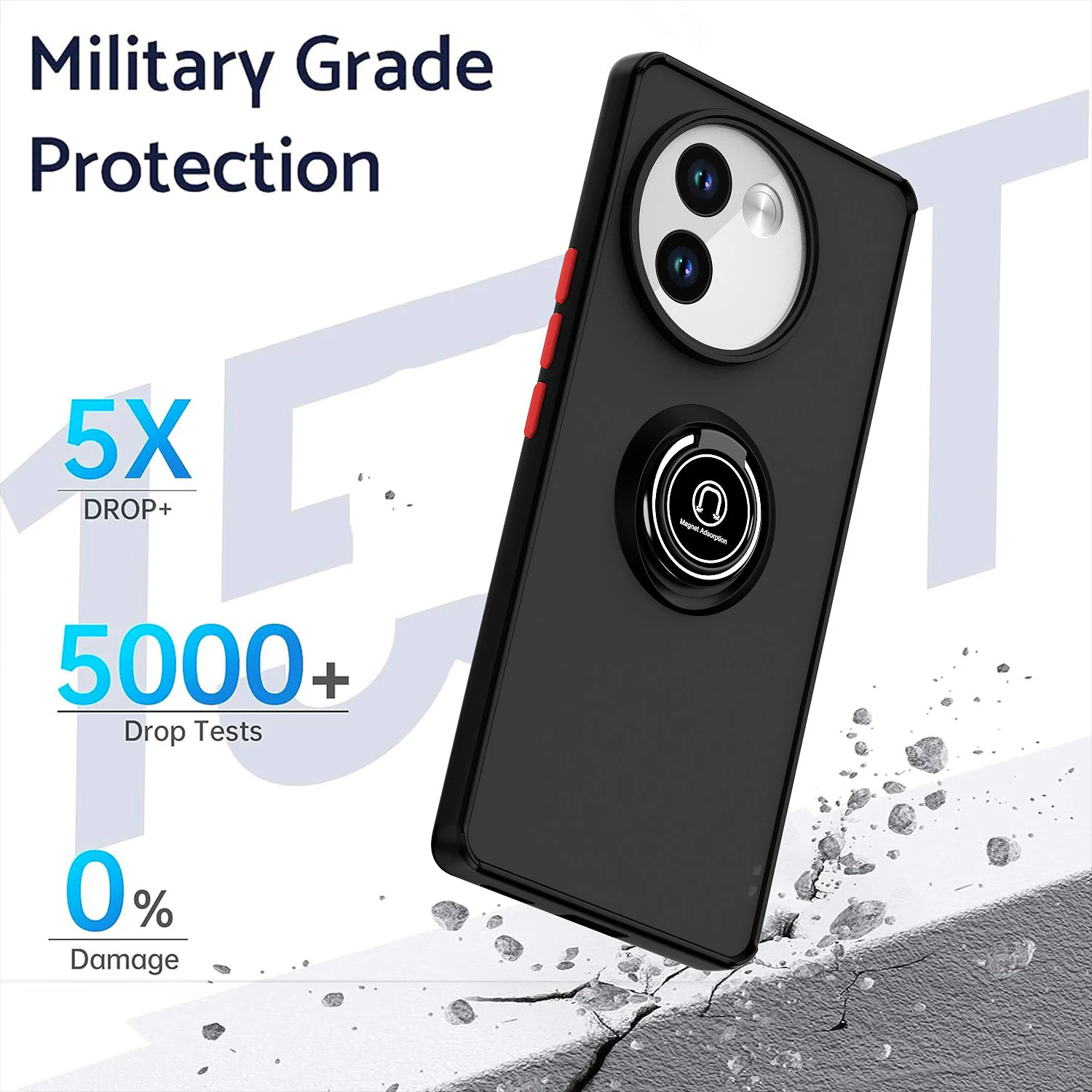 Armor Matte Case with Ring Magnetic Holder Stand - Shockproof and Stylish Protective Cover
