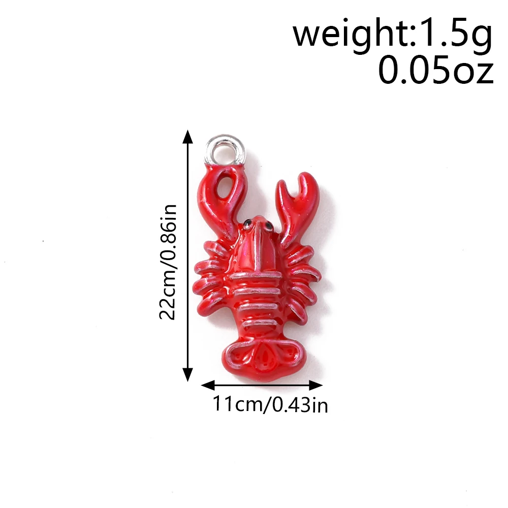 5개입 11*22mm 바다 동물 귀여운 바닷가재 참 펜던트 귀걸이 DIY 목걸이 수제 보석 공예