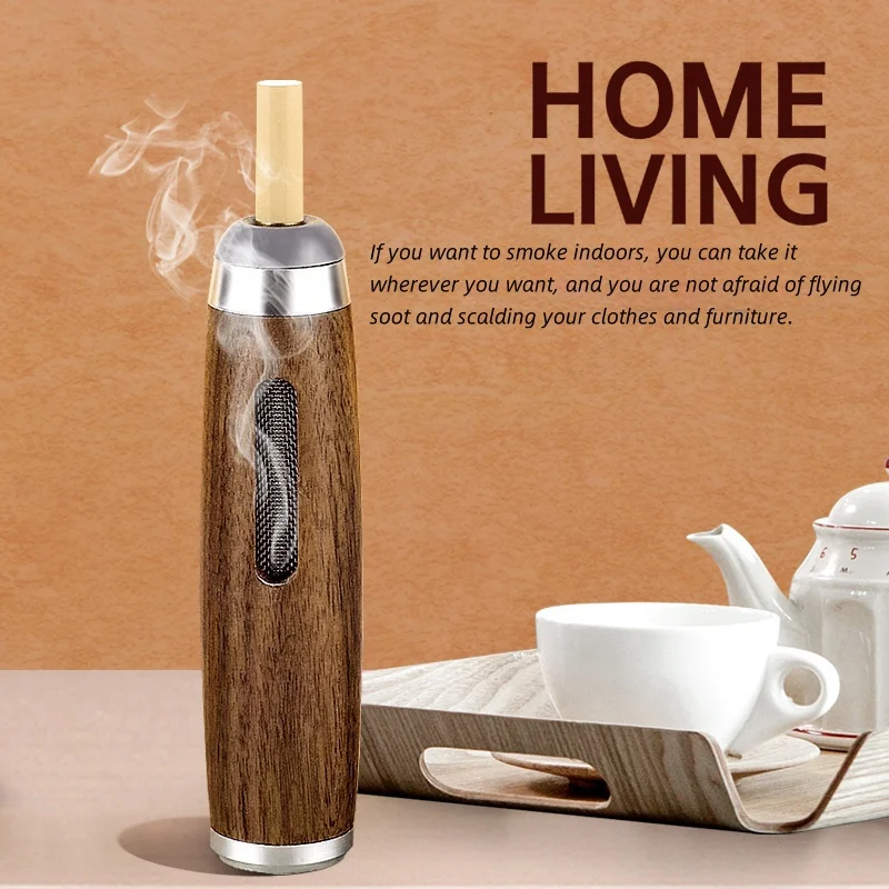 Dust-free Smoking Car Ashtray Wooden Car Portable Smoke Cigarette Mini Filter Walnut Mobile Ashtray Cigar Accessories 1Pc For car ashtray