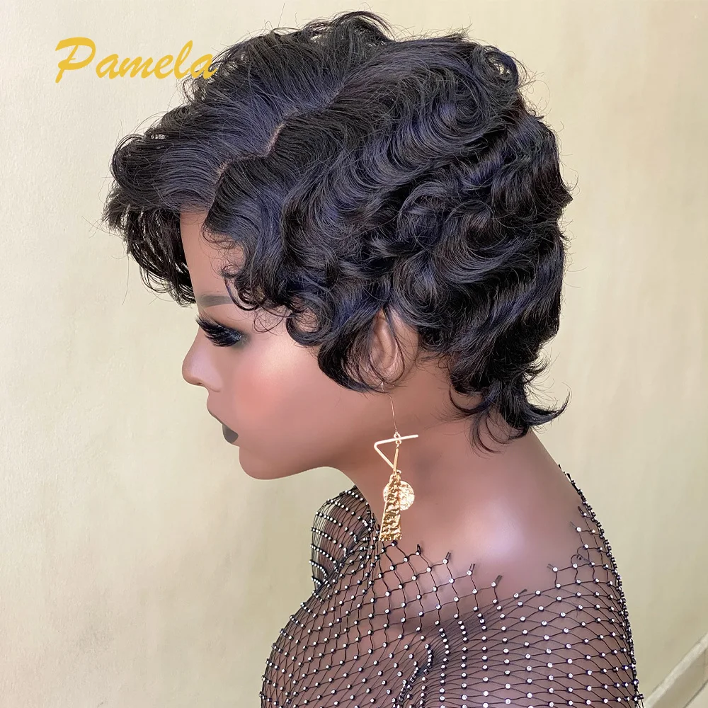 Pixie Cut Wigs 100% Human Hair 13x4 Transparent Lace Frontal Glueless Wigs Short Bob Preplucked Human Hair For Woman
